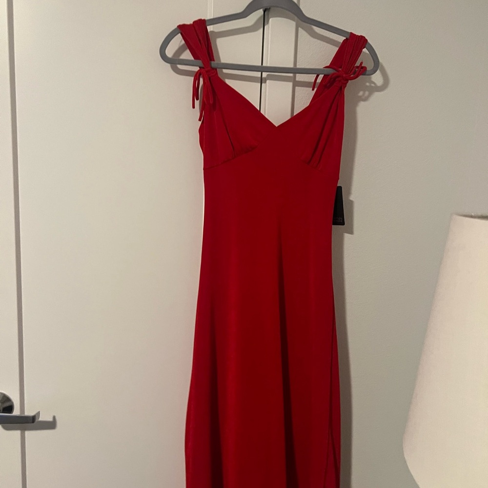 Caution To The Wind Strapless Red Dress